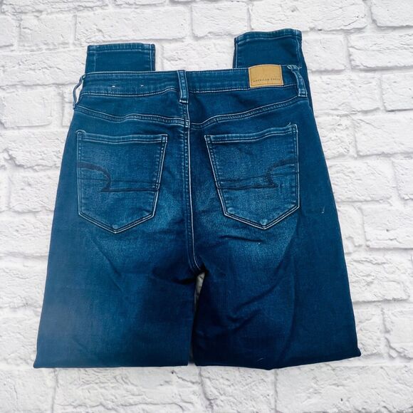American‎ Eagle Jeans Women 4 Regular Blue Dark Wash Super High Rise Jegging - Picture 11 of 11